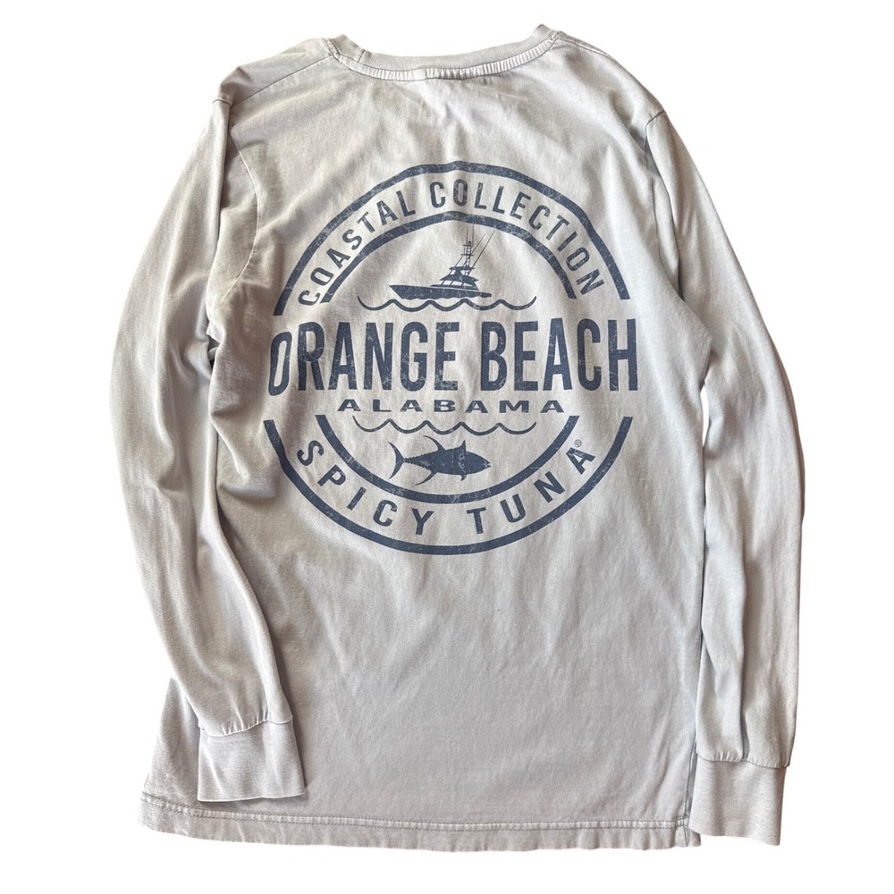 Alvin's Island Orange Beach Alabama Spicy Tuna Long Sleeve Shirt Small Gray